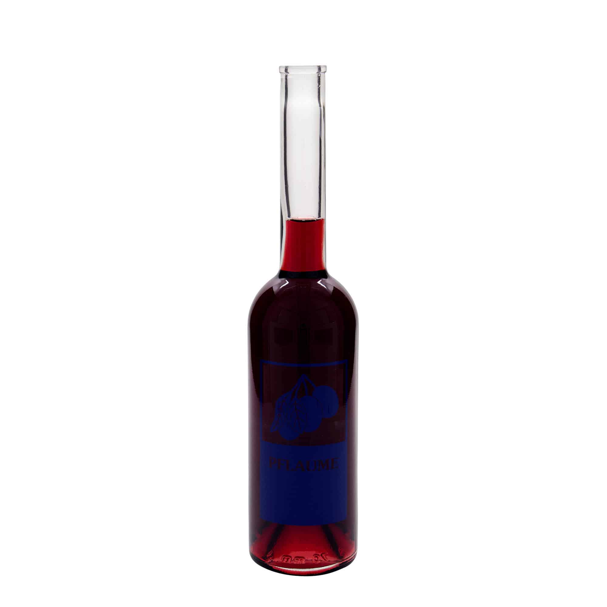 500 ml glass bottle 'Opera', print: plum, closure: cork