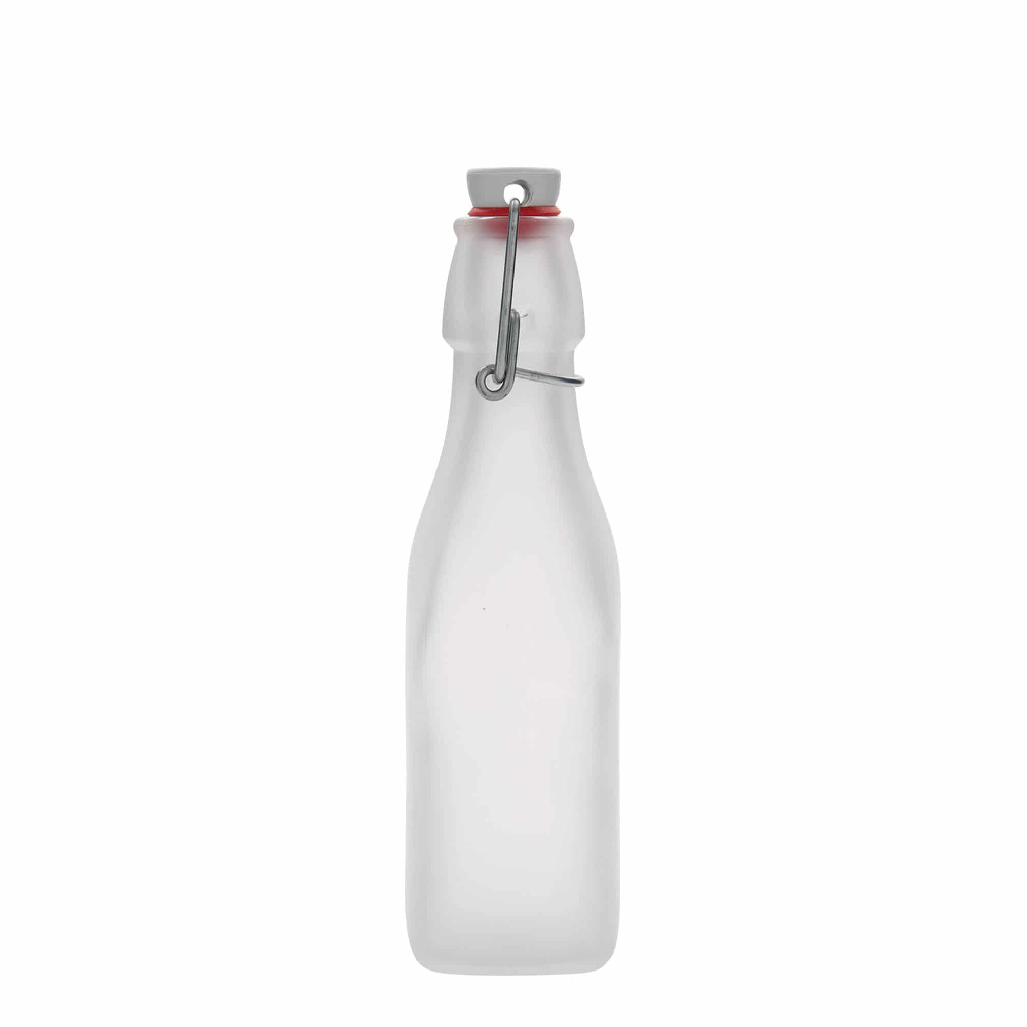 250 ml glass bottle 'Swing', square, white, closure: swing top