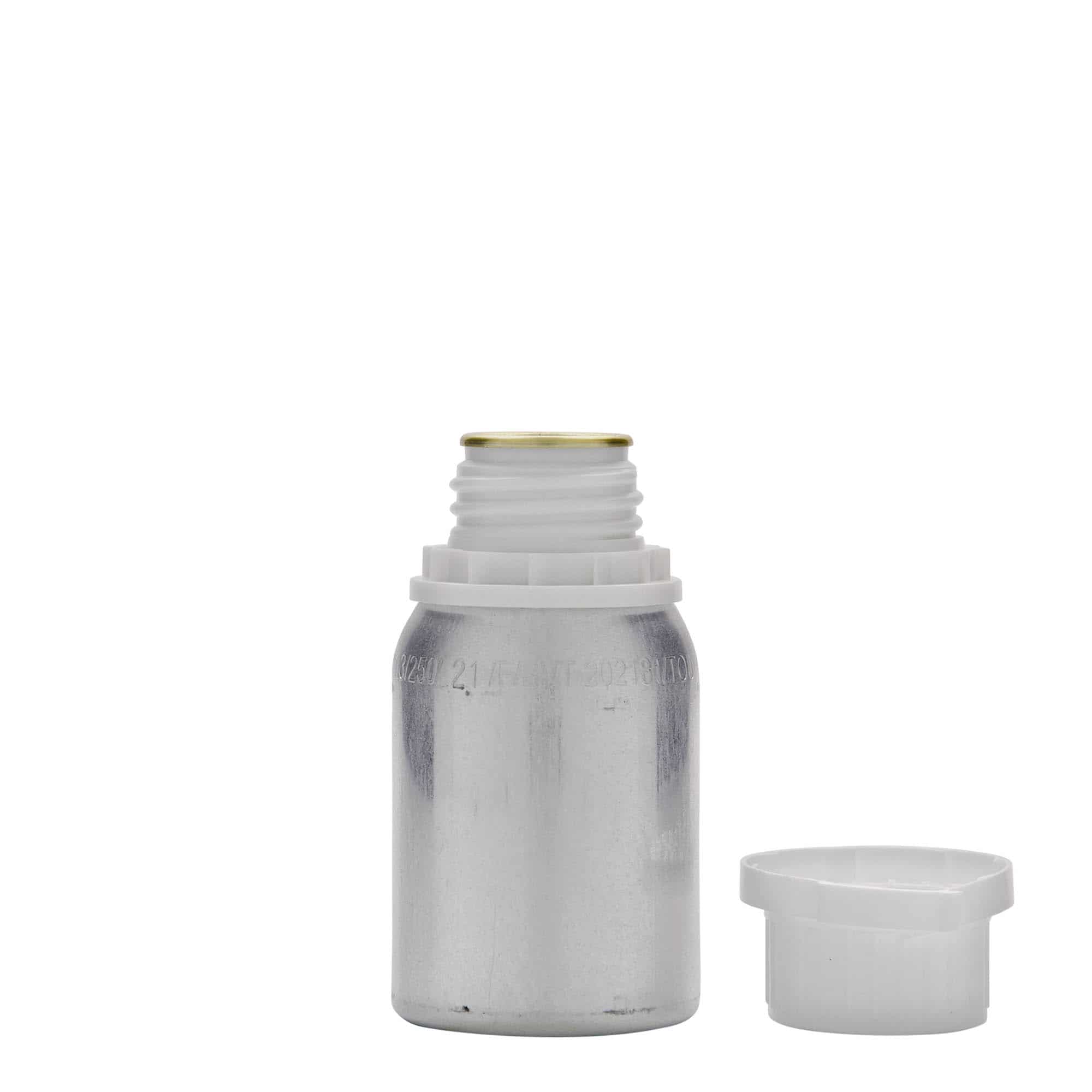 125 ml aluminium bottle, metal, silver, closure: DIN 32