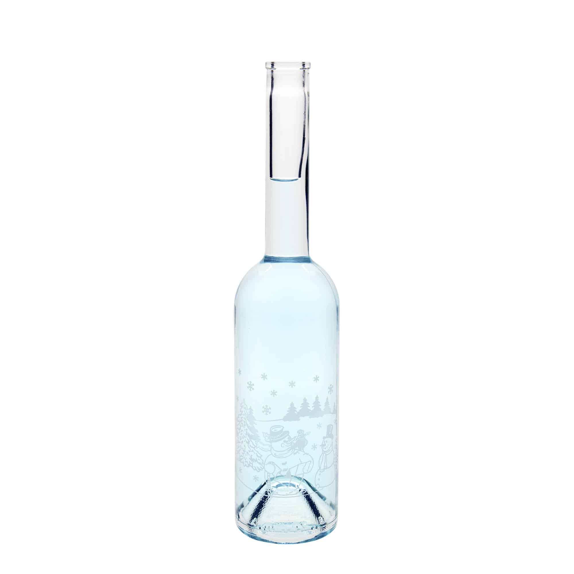 500 ml glass bottle 'Opera', print: snowman bottle, closure: cork