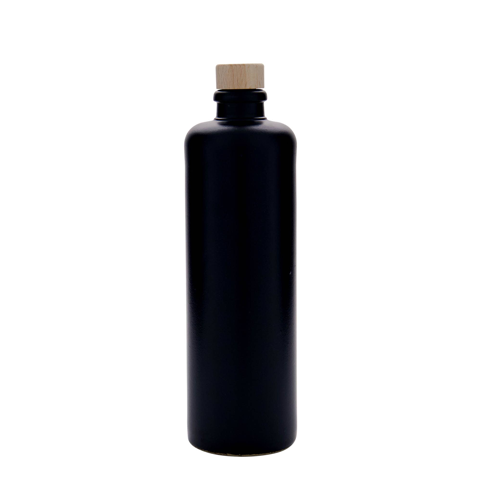 500 ml earthen jug, stoneware, black, closure: cork