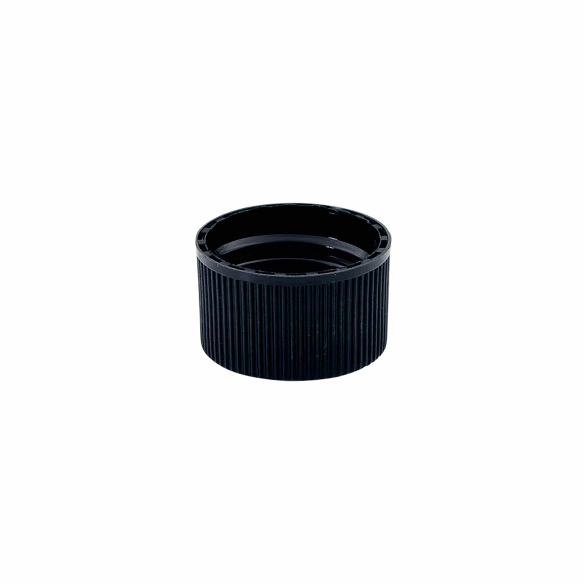 Screw cap with EPE insert, PE plastic, black, for opening: DIN 25